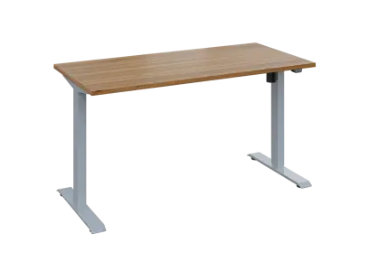 Flexi 27-14 výškově nastavitelný stůl, kovová podnož stříbrná, deska 25 mm, široký 1400 mm, ořech světlý